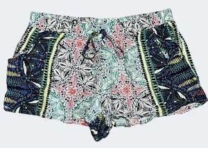 Vintage BeBop Juniors XL Boho Geo Floral Print Rayon Pull-On Shorts